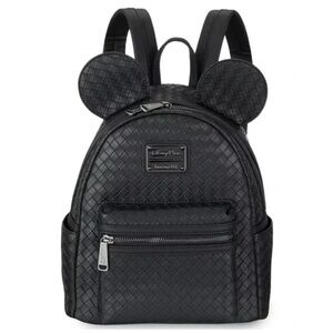 Loungefly Disney Parks Mickey Mouse Black Woven Mini Backpack